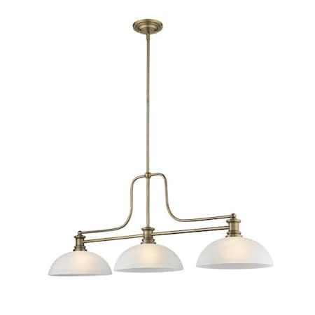 Z-Lite Melange 3 Light Chandelier, Heritage Brass & White Linen 725-3HBR-DWL14